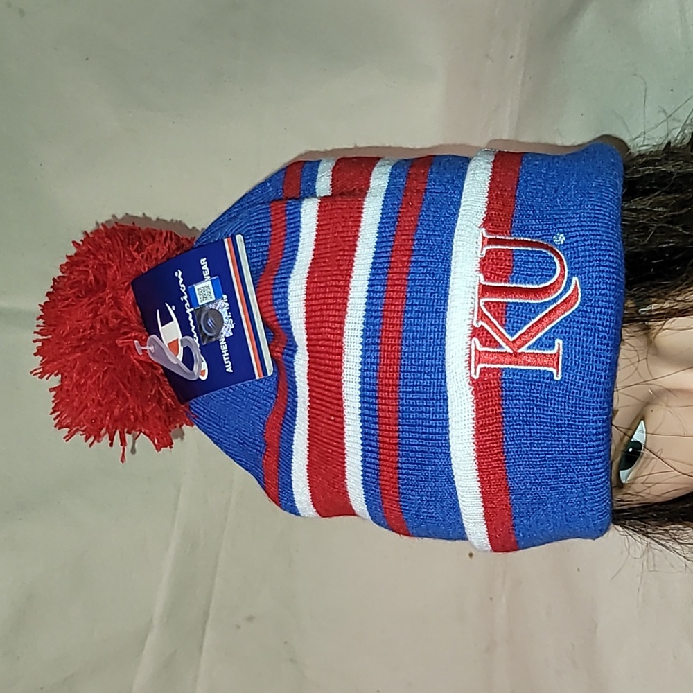 DEADSTOCK WITH TAGS. Champion. University of Kansas Jayhawks. Beanie